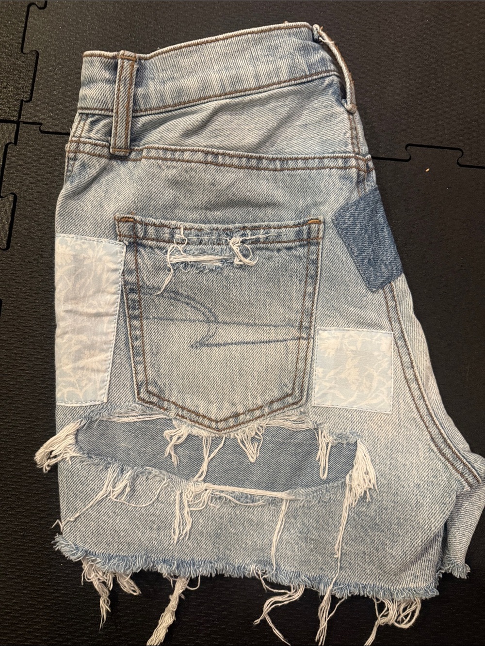 American Eagle rainbow patchwork shorts